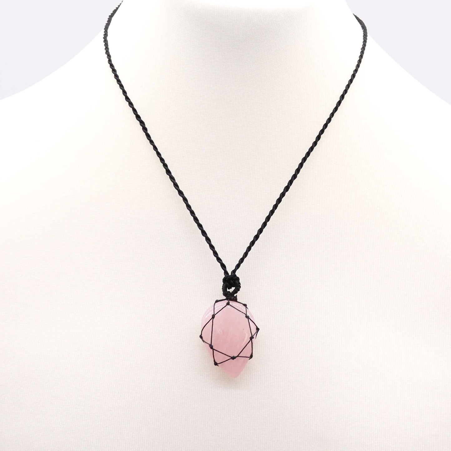 Laced Gemstone Teardrop Pendant - Rose Quartz – lifestyle shot