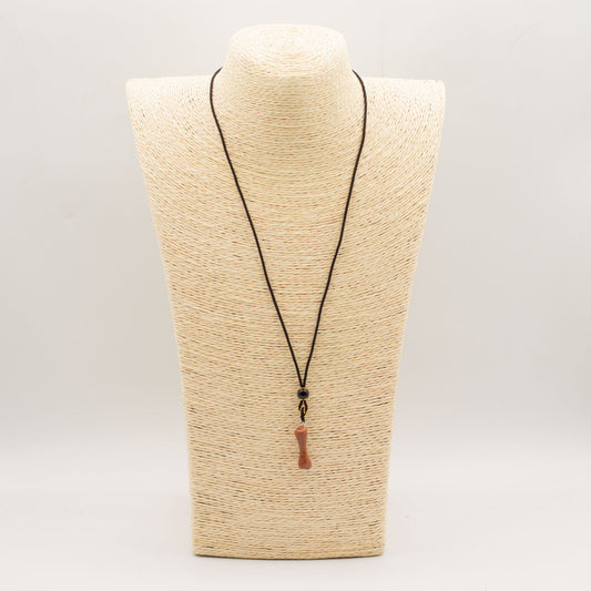 Cord Necklace Gemstone Pendant - Goldstone Bone – detail view