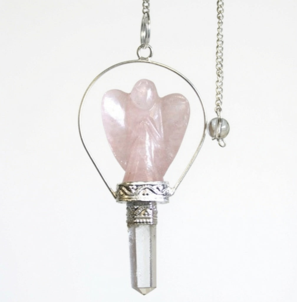 Angel Pendulum with Ring- Rose Quartz