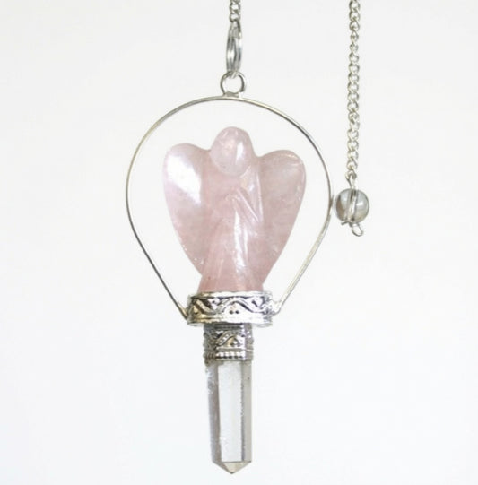 Angel Pendulum with Ring- Rose Quartz