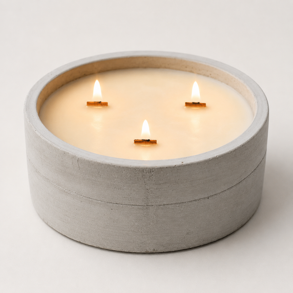 Patchouli & Dark Amber Wooden Wick Concrete Candle