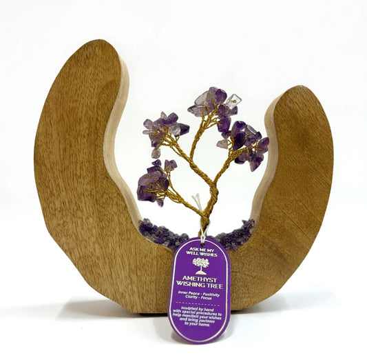 Gemstone Tree Garden - Mango Wood Open Ring - Amethyst - 60 chipstones