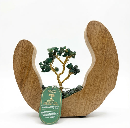 Gemstone Tree Garden - Mango Wood Open Ring - Green Aventurine - 60 chipstones