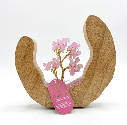Gemstone Tree Garden - Mango Wood Open Ring - Rose Quartz - 60 chipstones