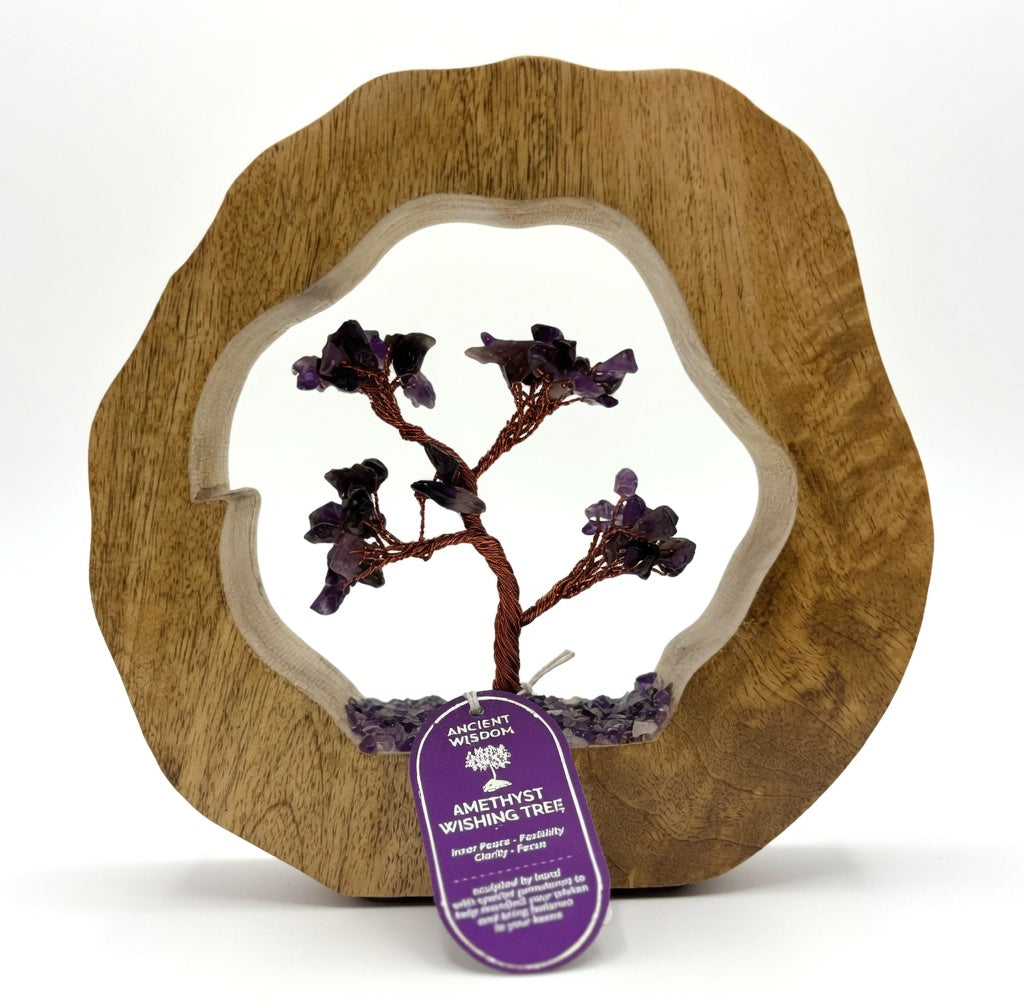 Gemstone Tree Garden - Mango Wood Ring - Amethyst - 60 chipstones
