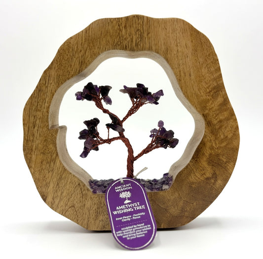 Gemstone Tree Garden - Mango Wood Ring - Amethyst - 60 chipstones