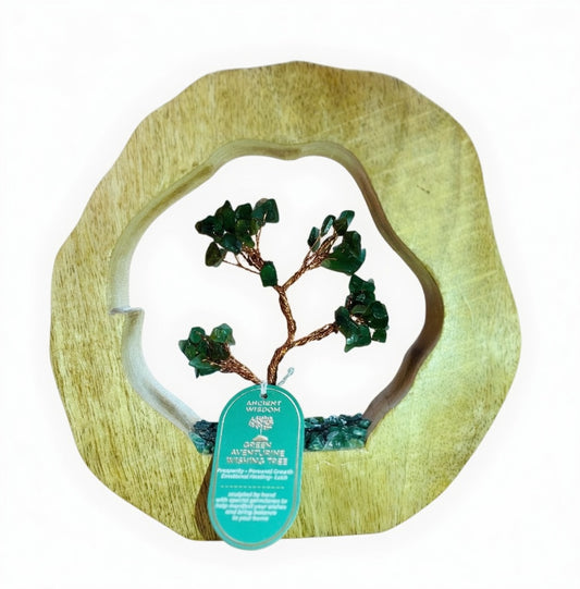 Gemstone Tree Garden - Mango Wood Ring - Green Aventurine - 60 chipstones