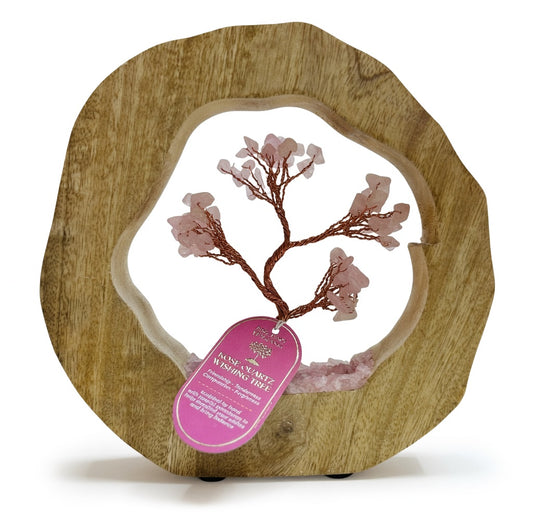 Gemstone Tree Garden - Mango Wood Ring - Rose Quartz - 60 chipstones