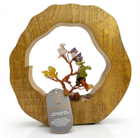 Gemstone Tree Garden - Mango Wood Ring - Seven Chakra - 60 chipstones