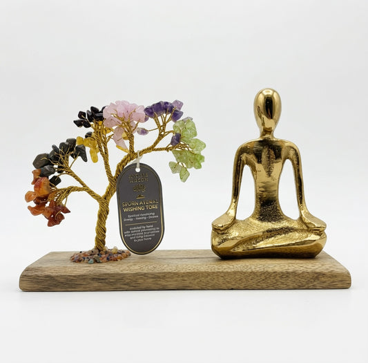 Gemstone Yoga Garden - Mudra Pose - Seven Chakra - Tilted Tree - 100 chipstones