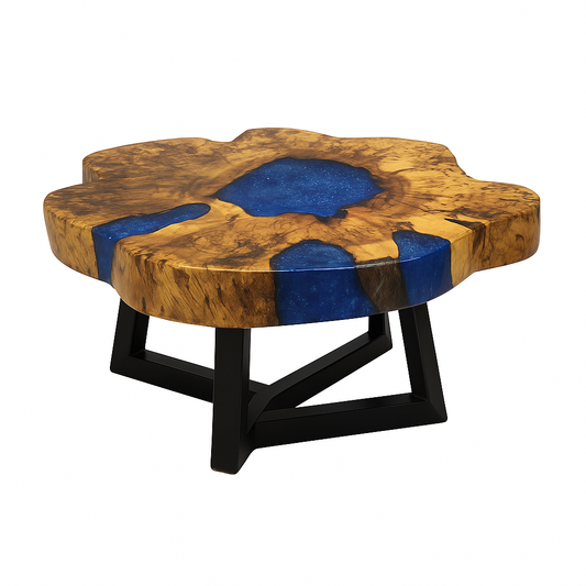Ocean Rift Table – Hand-Shaped Wood & Resin Piece
