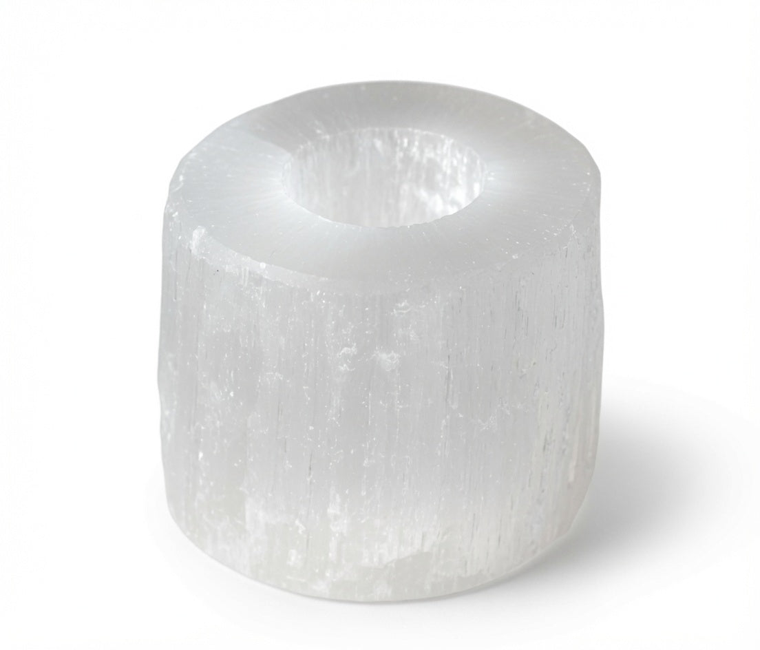 Selenite Cylinder Candle Holder - 8 cm | Auro & Co