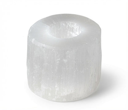 Selenite Cylinder Candle Holder - 8 cm | Auro & Co