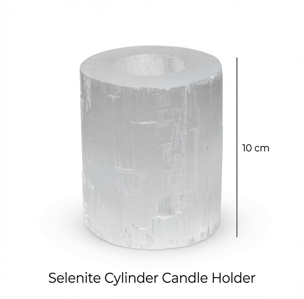 Selenite Cylinder Candle Holder - 10 cm