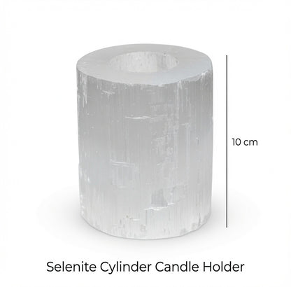 Selenite Cylinder Candle Holder - 10 cm
