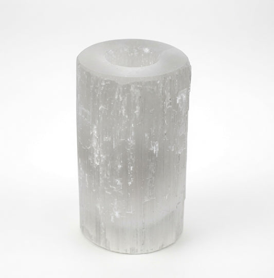 Selenite Cylinder Candle Holder - 20 cm
