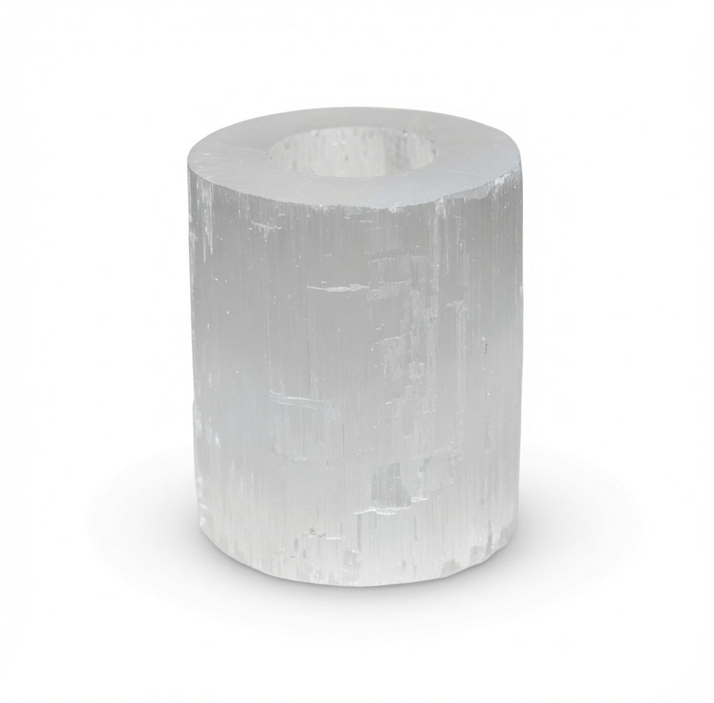 Selenite Cylinder Candle Holder - 10 cm