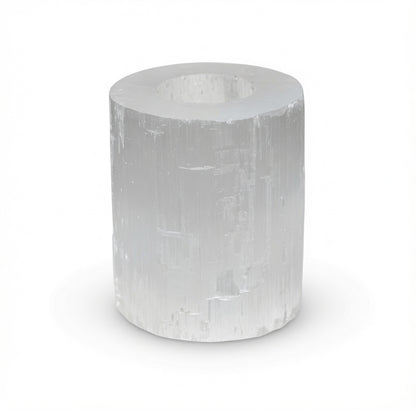 Selenite Cylinder Candle Holder - 10 cm