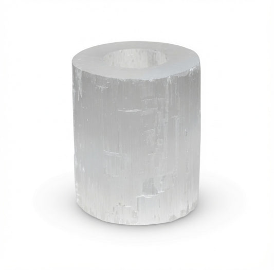 Selenite Cylinder Candle Holder - 10 cm