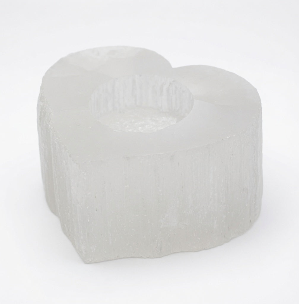 Selenite Heart Candle Holder