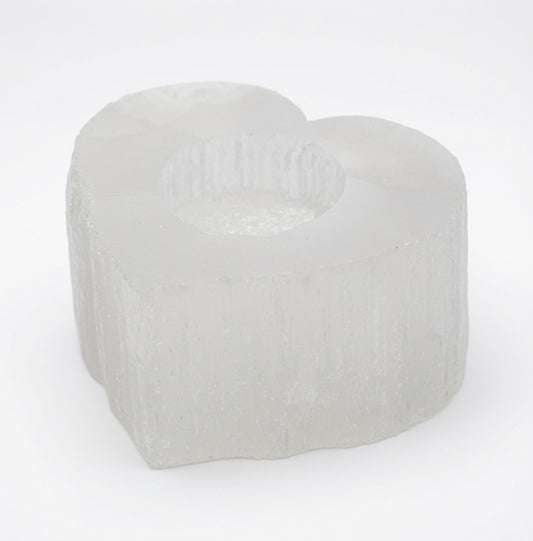 Selenite Heart Candle Holder