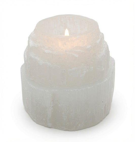 Selenite Mountain Top Candle Holder - 8 cm