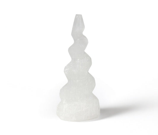 Selenite Spiral Unicorn Horn Tower - 15 cm | Auro & Co
