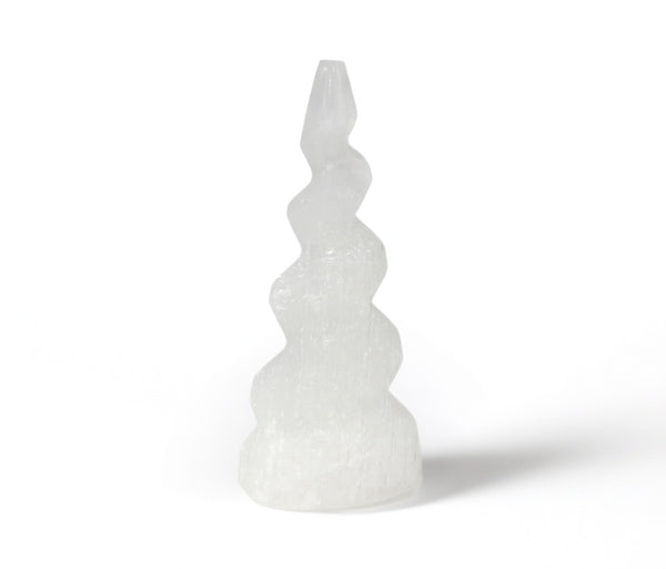 Selenite Spiral Unicorn Horn Tower - 15 cm | Auro & Co