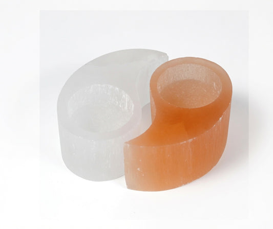 Selenite Ying Yang Candle Holder | Auro & Co