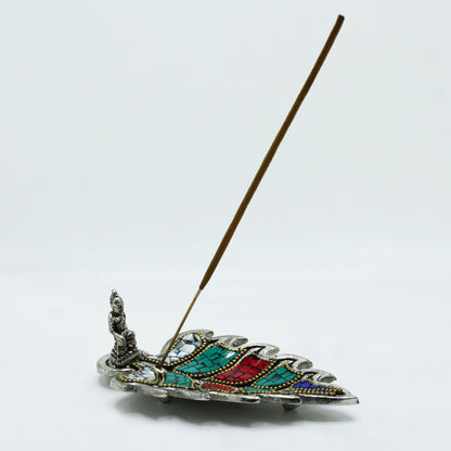 Buddha Ceramic Mosaic Incense Holder - Leaf