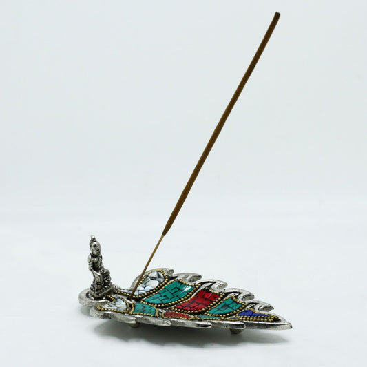 Buddha Ceramic Mosaic Incense Holder - Leaf