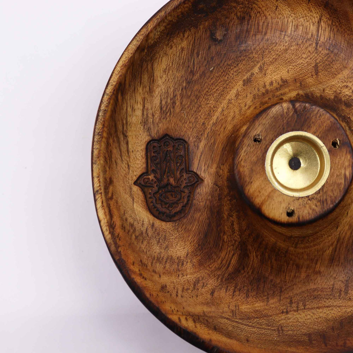 Hamsa Mango Wood Incense Disc