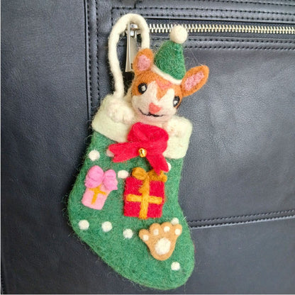 Felt Christmas Pet Stockings, Set of 6, Cat & Dog Designs