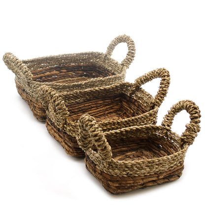 Banana Leaf & Seagrass Square Basket – Set of 3