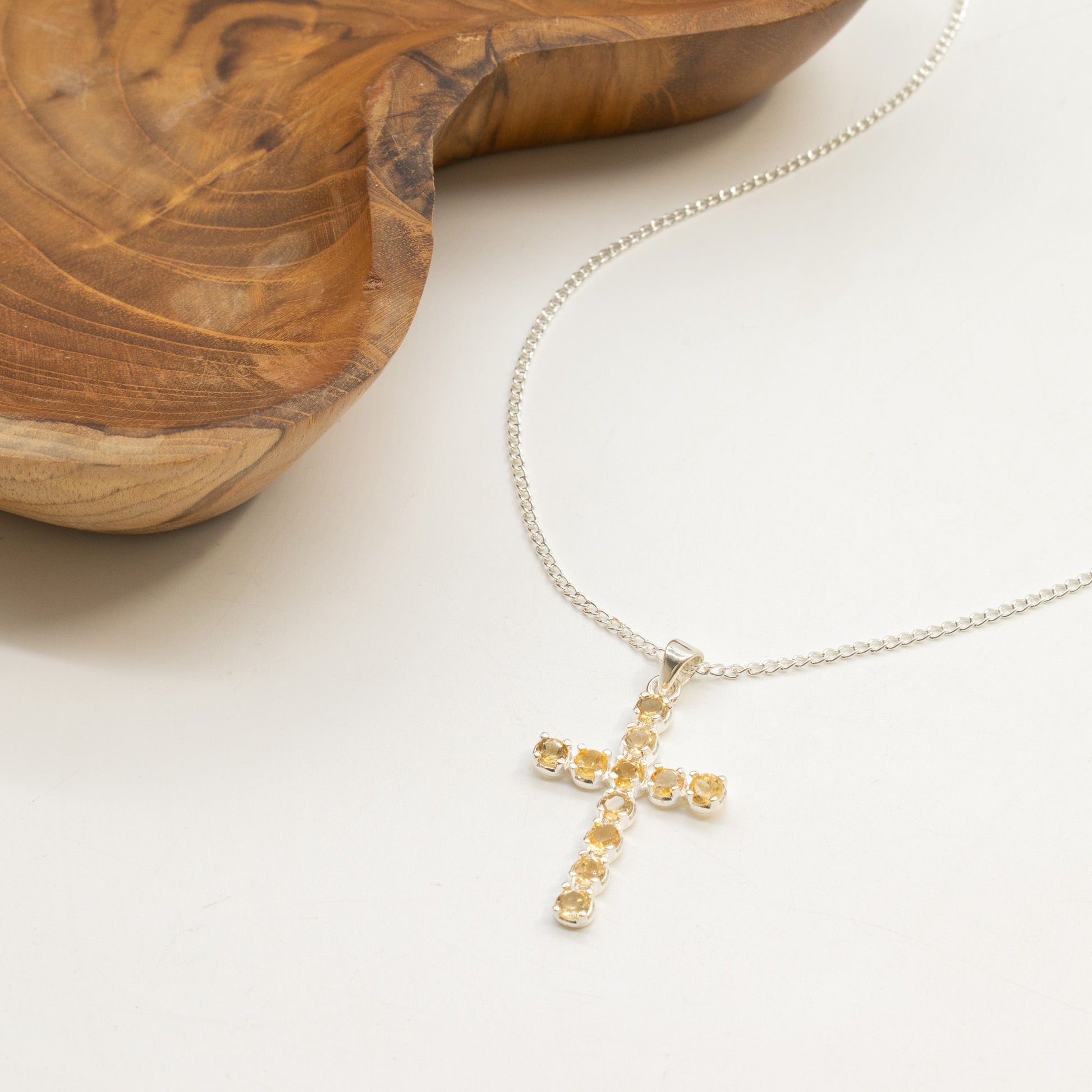 Indian Devotional Pendant - Silver Plated (45cm Chain)- Citrine Crucifix – packaging