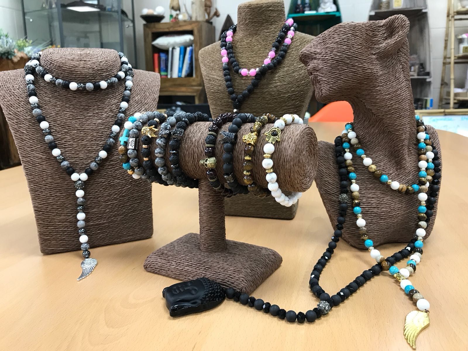 Angel Wing / Multi Beads Gemstone Necklace – lifestyle shot