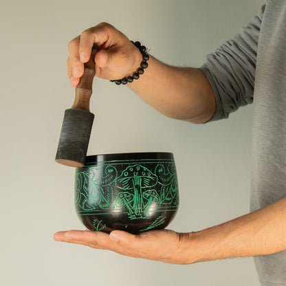Cauldron Singing Bowl - Magic Mushroom - Green (15cm) – product image 8