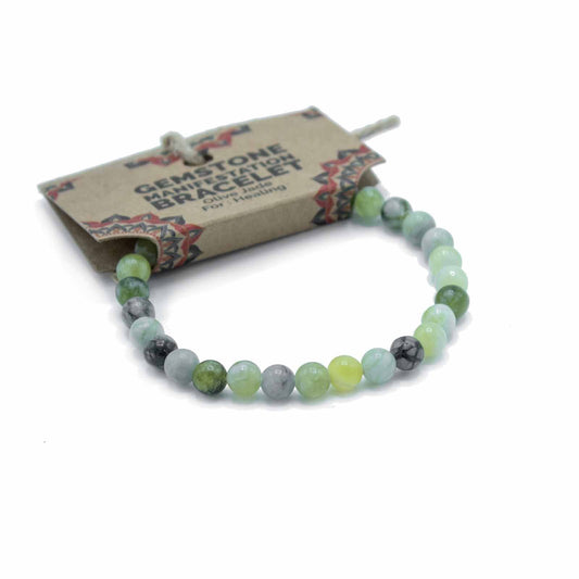 Gemstone Manifestation Bracelet - Olive Jade - Healing | Auro & Co