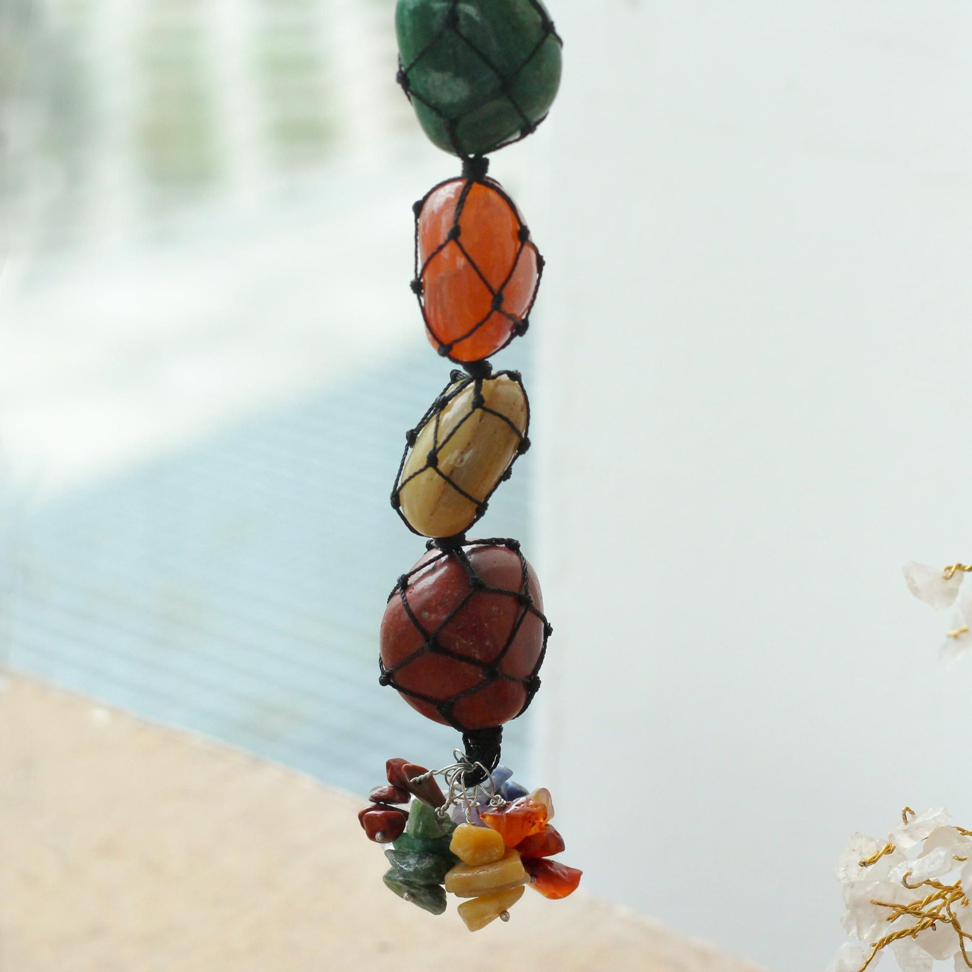 Hanging Chakra Stone  Pendant - Seven Chakra Chips – lifestyle shot