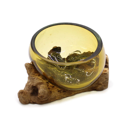 Amber Molten Glass Mini Bowl on Gamal Wood
