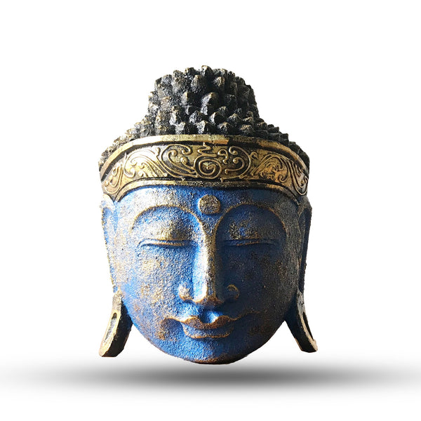 Home Decoration Buddha Head - 25cm - Blue Shine Finish | Auro & Co