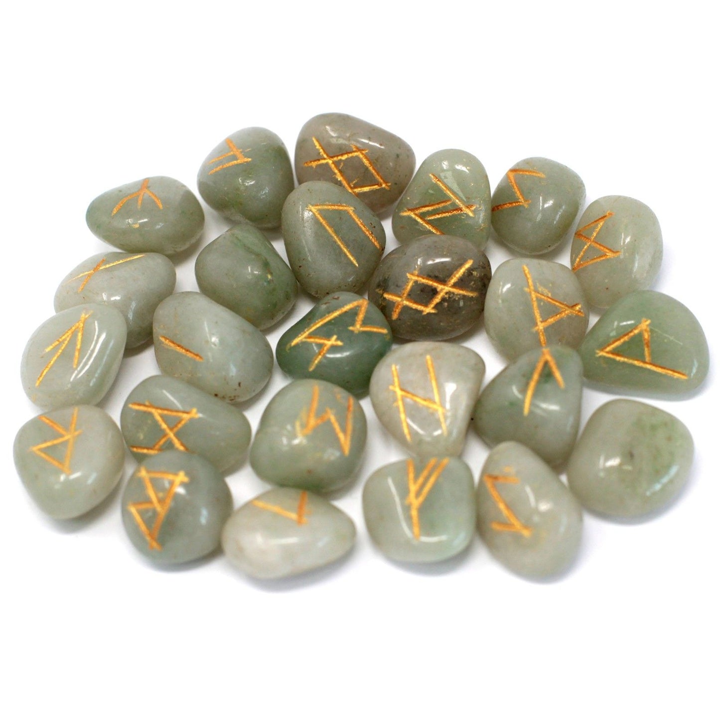 Runes Stone Set in Pouch - Green Aventurine | Auro & Co