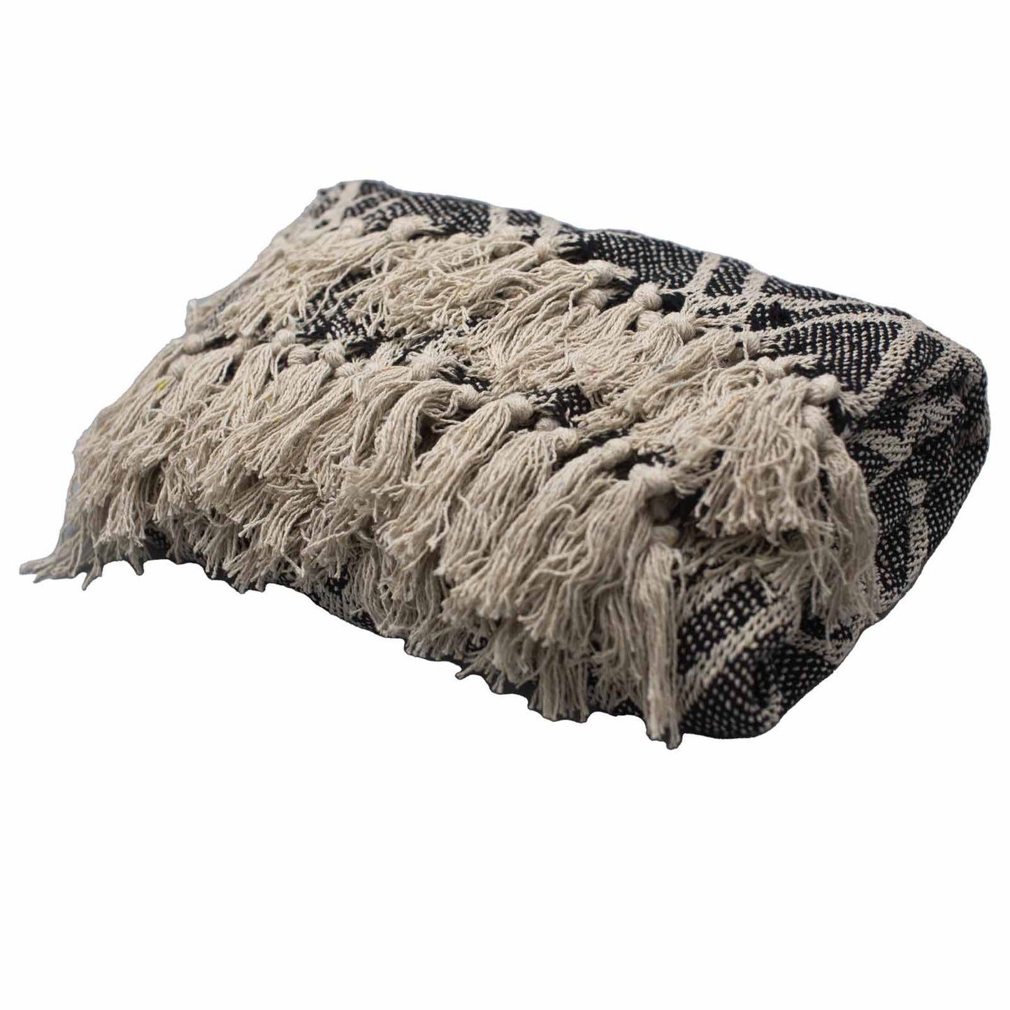 Midnight Regency Soft-Weave Throw – Grey & Beige Tassel Design