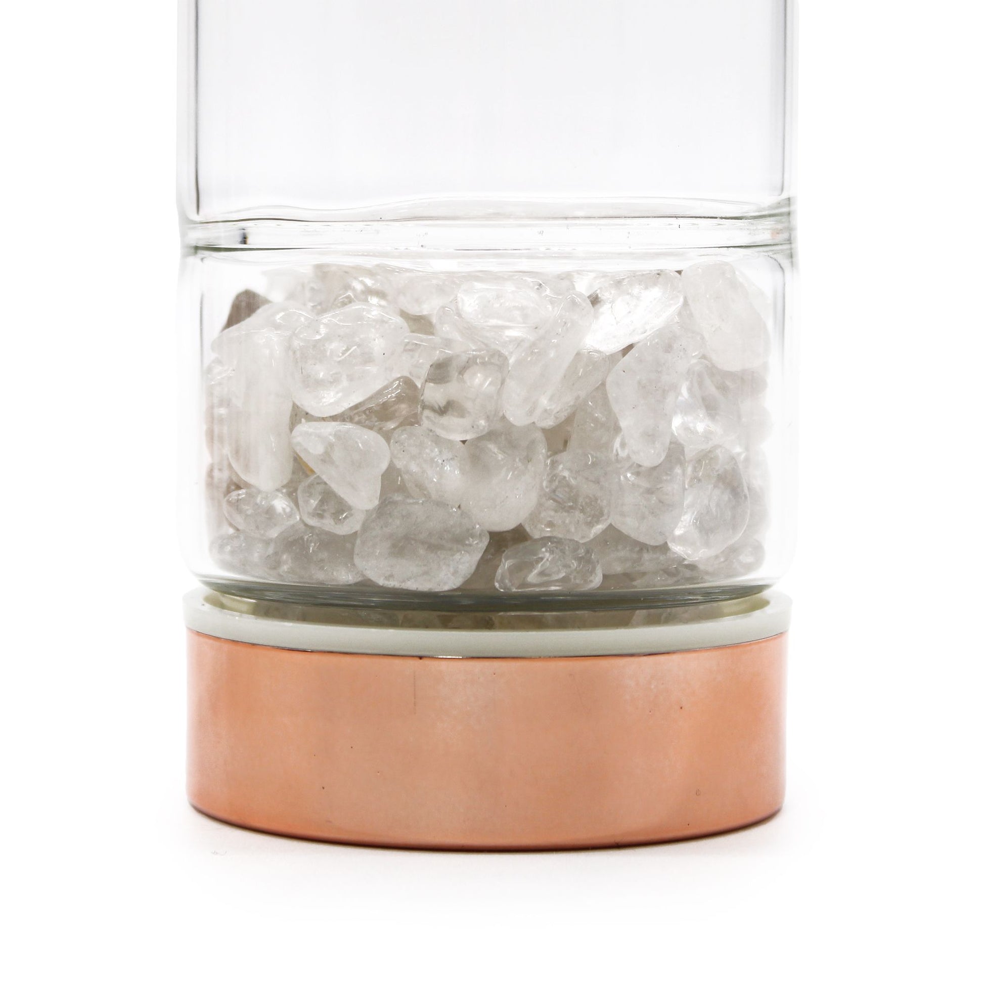 Crystal Glass Tea Infuser Bottle - Rose Gold - Rock Quartz – detail view