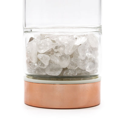 Crystal Glass Tea Infuser Bottle - Rose Gold - Rock Quartz – detail view