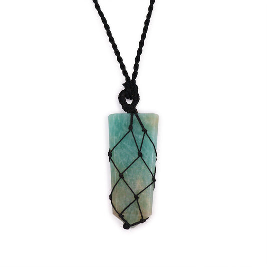 Laced Gemstone Flat Point Pendant - Amazonite | Auro & Co