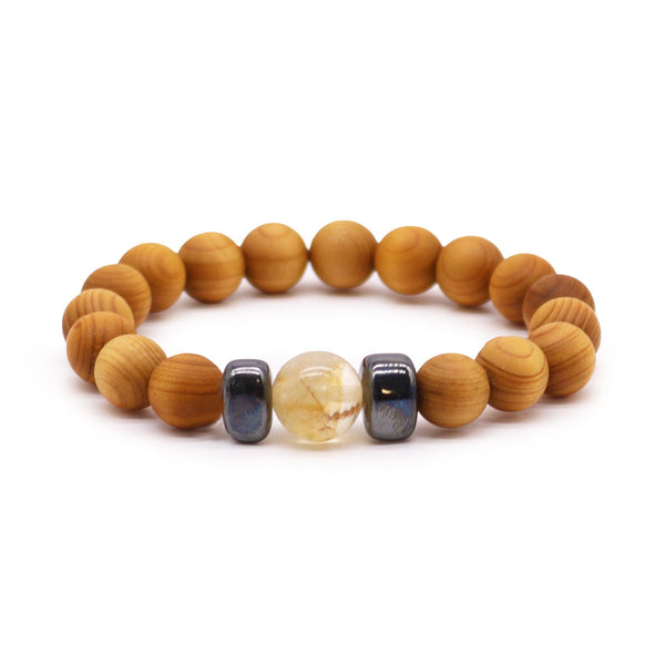 Cedarwood Solar Plexus Chakra Bangle with Citrine | Auro & Co