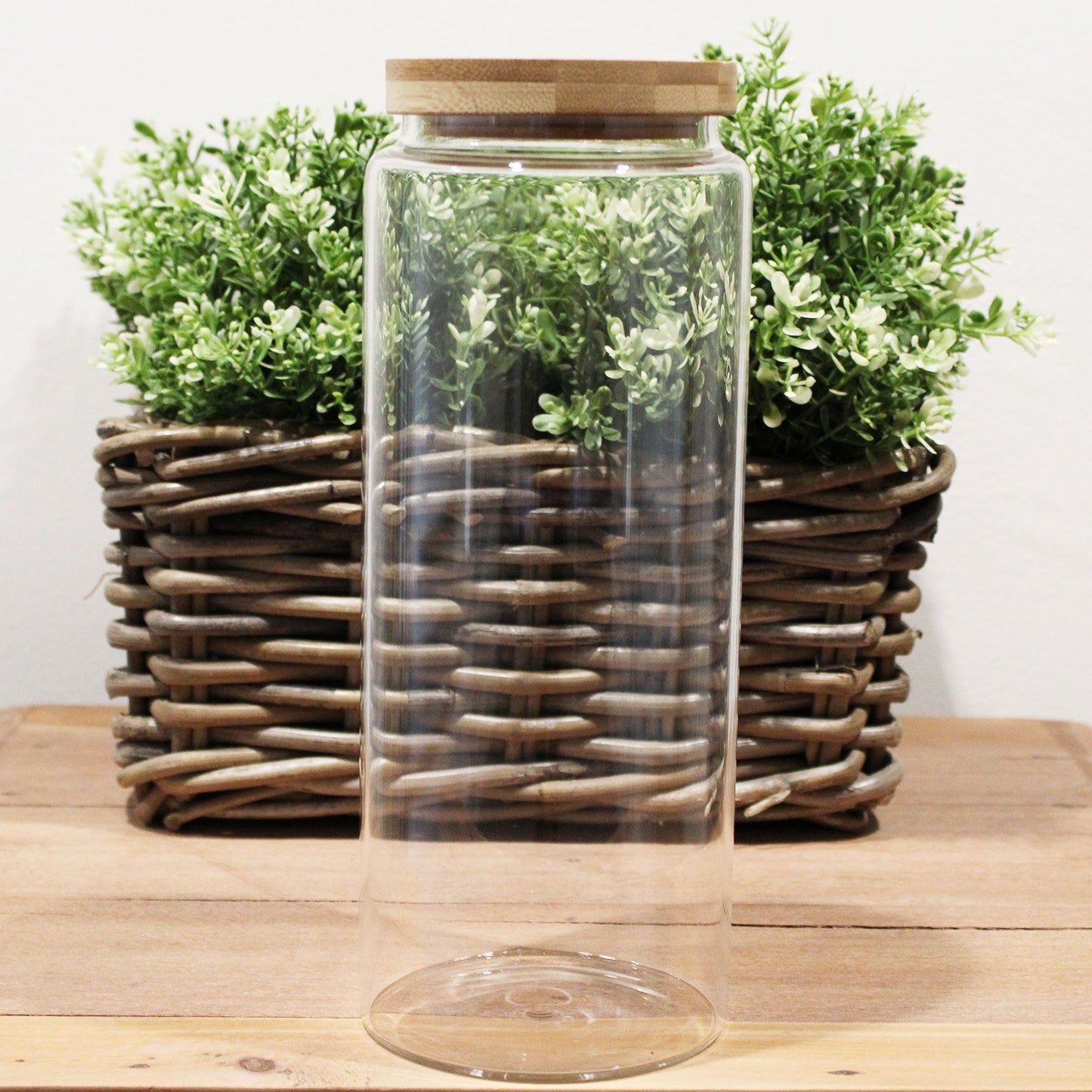 Minimalist Bamboo Seal Storage Jar – 25cm