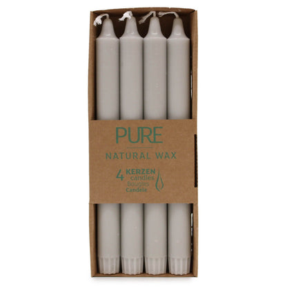 Pure Natural Wax Dinner Candle 25x2.3 - Silver Grey