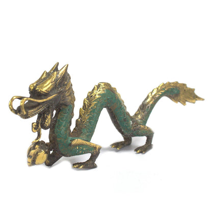 Dragon with Pearl Brass Ornament, Small, 20cm